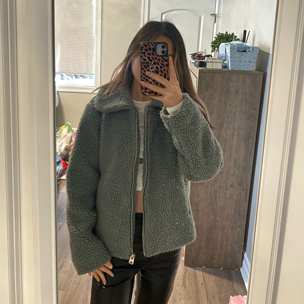 Blue-green Teddy Jacket from Urban Outfitters